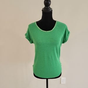 New York & Company Green T shirt Embellished Neck XS